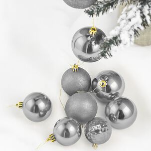 16 Esferas Navidad Bambalina 8 Cm Plateado Navideñas Decorar 16 Esferas Navidad Bambalina 8 Cm Plateado Navideñas Decorar