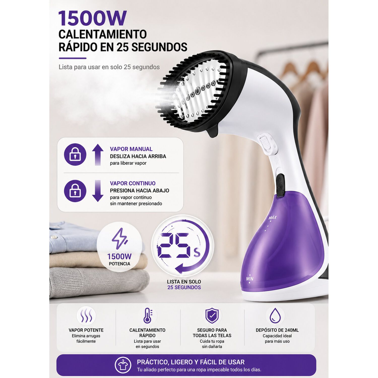 Plancha Vaporizador De Ropa Sonifer 1500w Sf-9106 image number 3.0