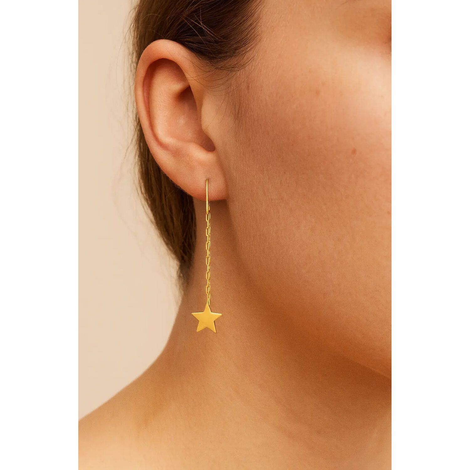 Aros Cadenas Oro 18k 3cm Colgantes 1.5gr Regalo Mujer image number 7.0