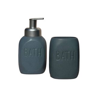 Set 2 Accesorios De Ba&ntilde;o Dispensador De Jab&oacute;n Y Vaso Cer&aacute;mica Nordico