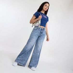Jeans Tiro Medio Wide Leg Mujer Freedom
