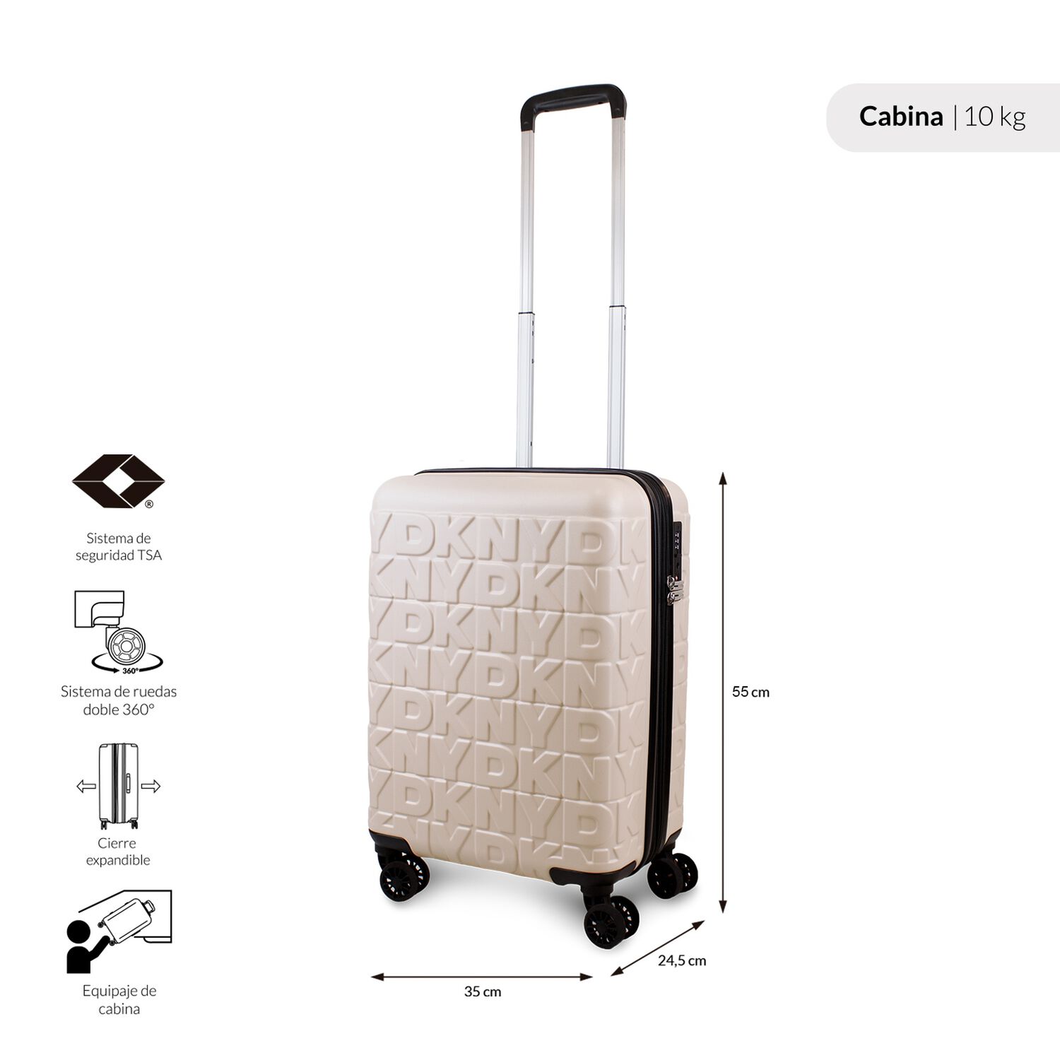 Set 3 Maletas Donna Karan Meghan Cabina Mediana Grande Beige image number 2.0