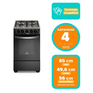 Cocina A Gas 4 Platos Mademsa Limpiaf&aacute;cil Fm4ip Negra