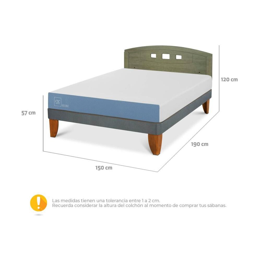 Cama Europea Cic Excellence / 2 Plazas / Base Normal + Respaldo image number 4.0