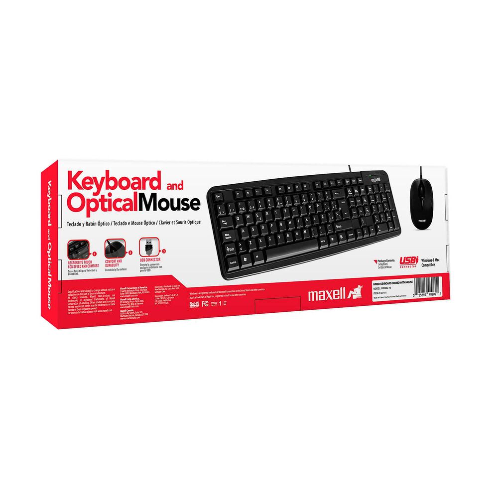 Combo Maxell Teclado Multifuncional Y Mouse &Oacute;ptico Wrkbc-10 image number 3.0