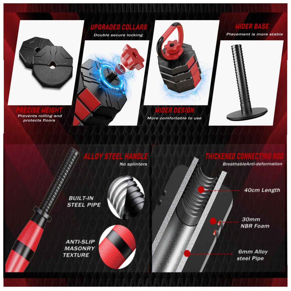 Set Mancuernas Barra Rusa Kettlebell Ajustables 10 Kg image number 5.0