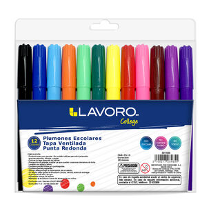 Plumon Escolar Jumbo 12 Colores Lavoro