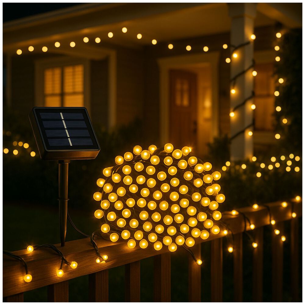 Set 3 Luces Navideñas Solar Calidas 100 Led 10m Decoracion image number 1.0