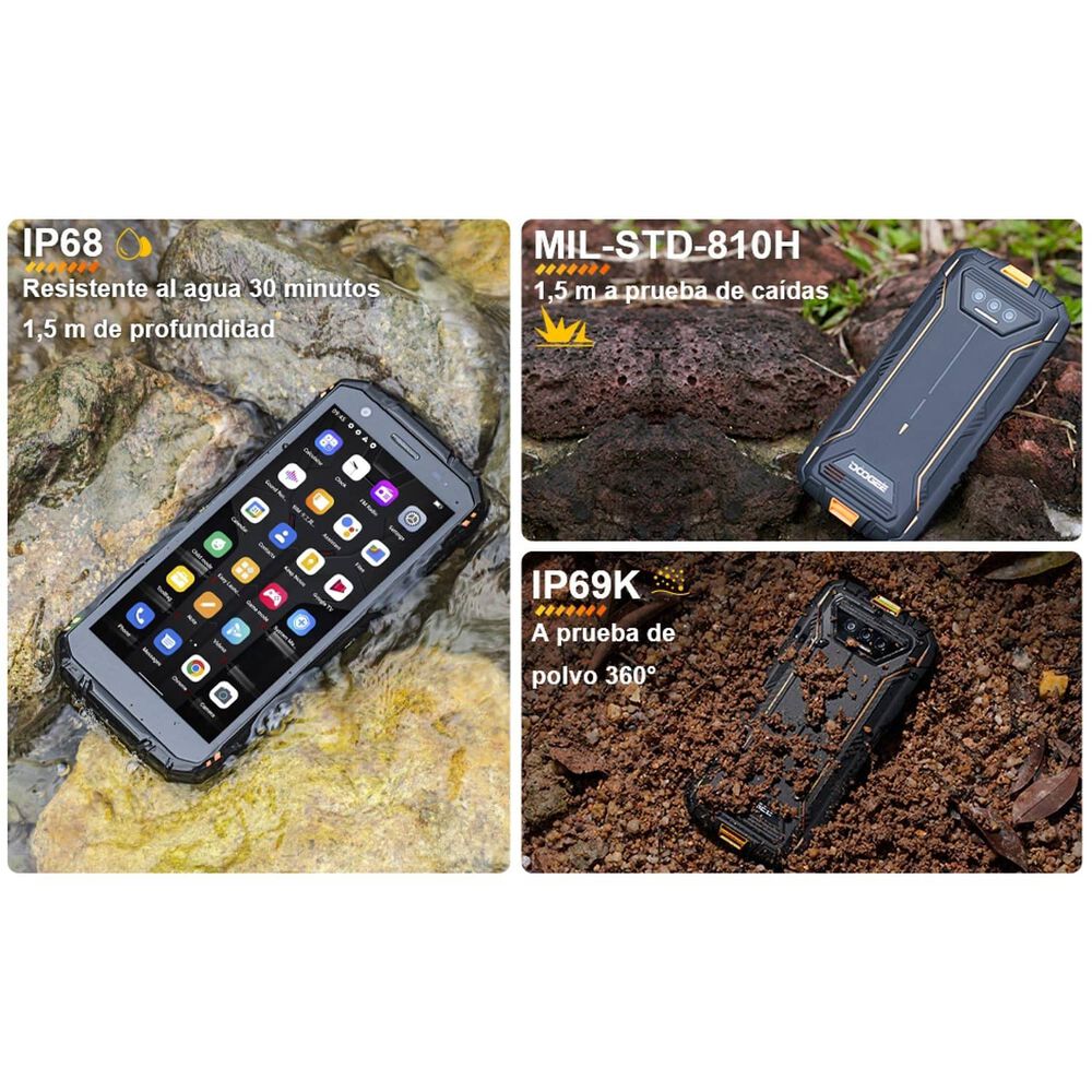 Celular Rugged Doogee S41 Max Resistente A Golpes, Polvo, Humedad Y Agua / Desbloqueo Facial Y Con Huella Dactilar, Nfc, Radio Fm, Naranjo image number 2.0