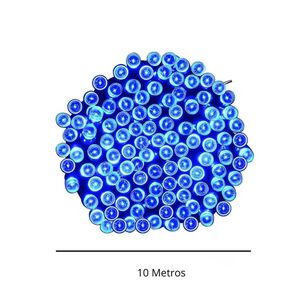 Luces De Exteriores 100 Led Azules Con Panel Solar 10 Metros