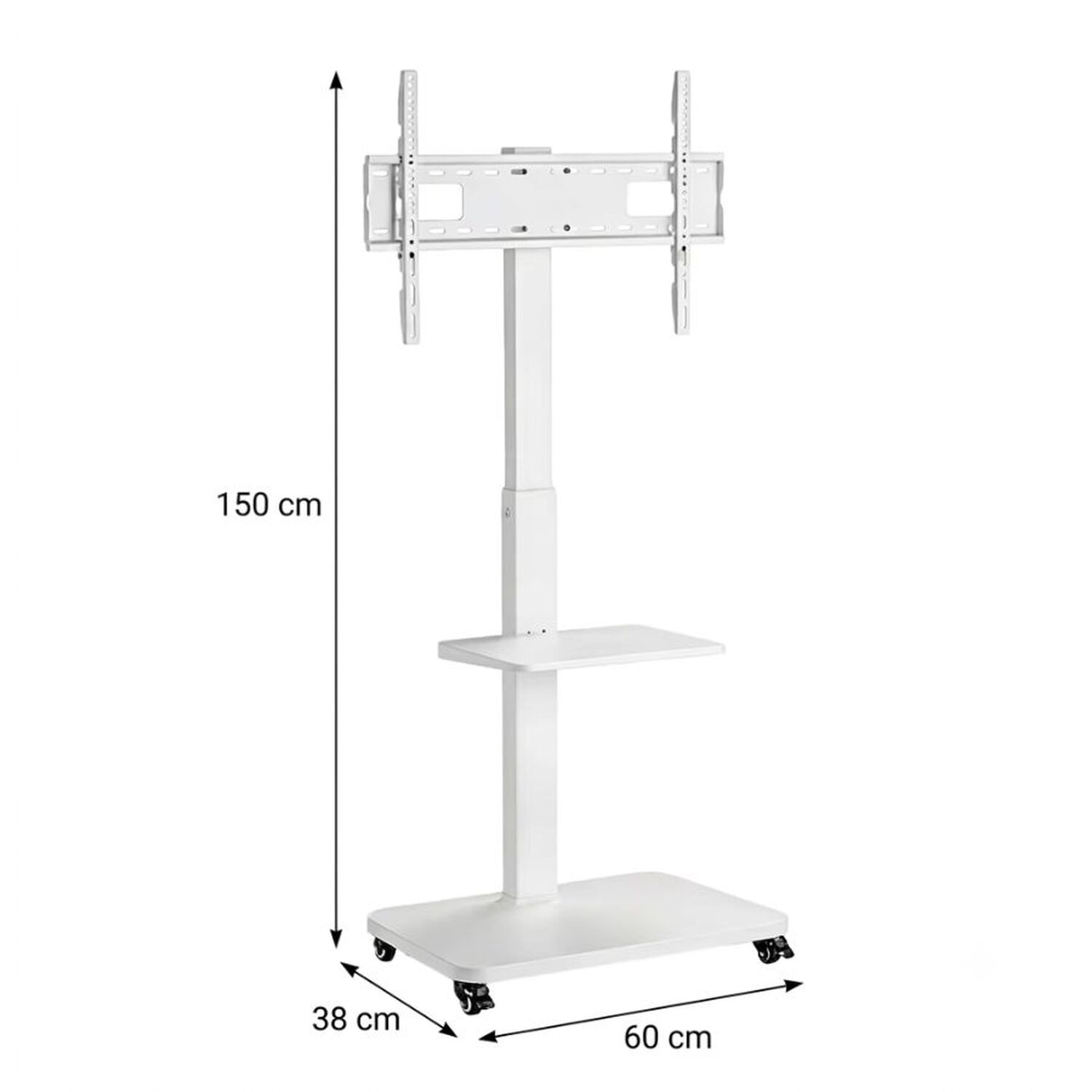 Soporte Tv M&oacute;vil Con Ruedas 32-65" Altura Regulable Blanco image number 1.0