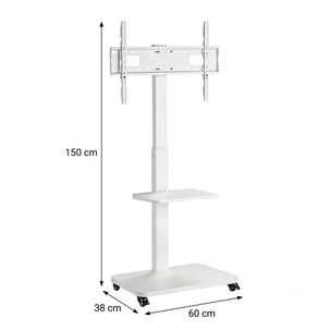 Soporte Tv M&oacute;vil Con Ruedas 32-65" Altura Regulable Blanco
