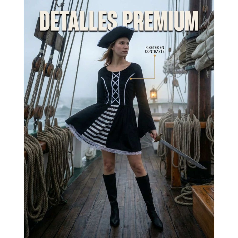 Disfraz Premium Blue Pirata Corsario Mujer image number 9.0
