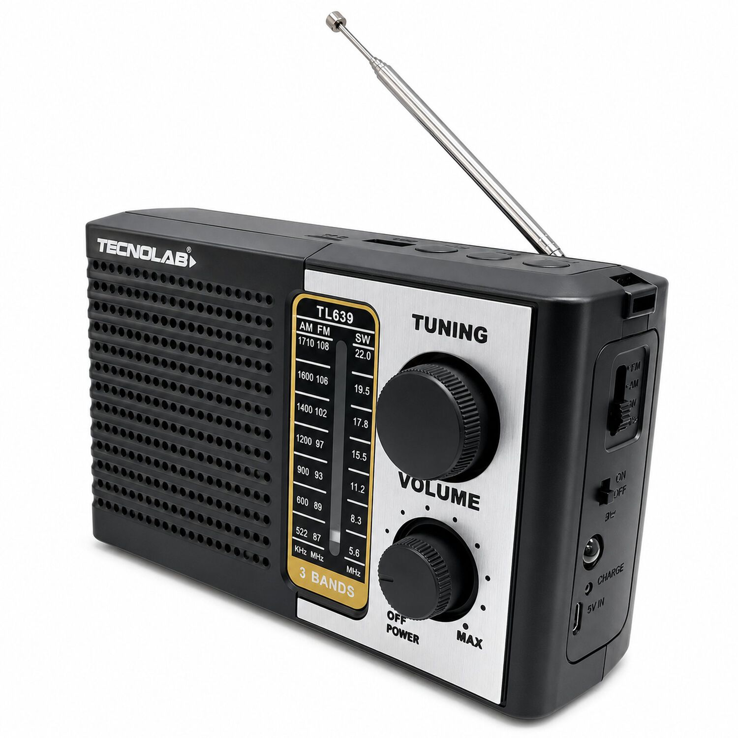 Radio Port&aacute;til Am/ Fm/ Sw Recargable +pilas + Luz Led 5w Rms image number 1.0