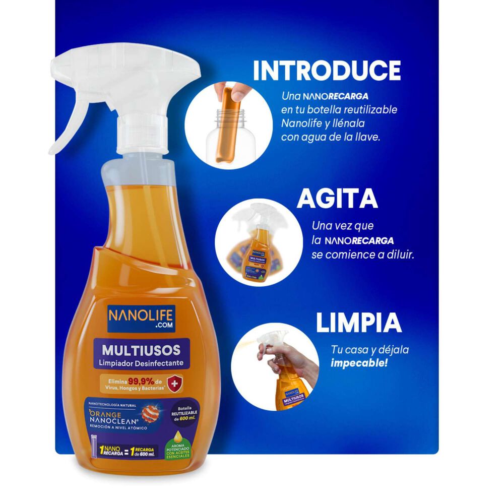 Limpiador Multiusos Kit De Inicio Citrico Promoción 600ml + Recarga - Deysa Nanolife image number 1.0