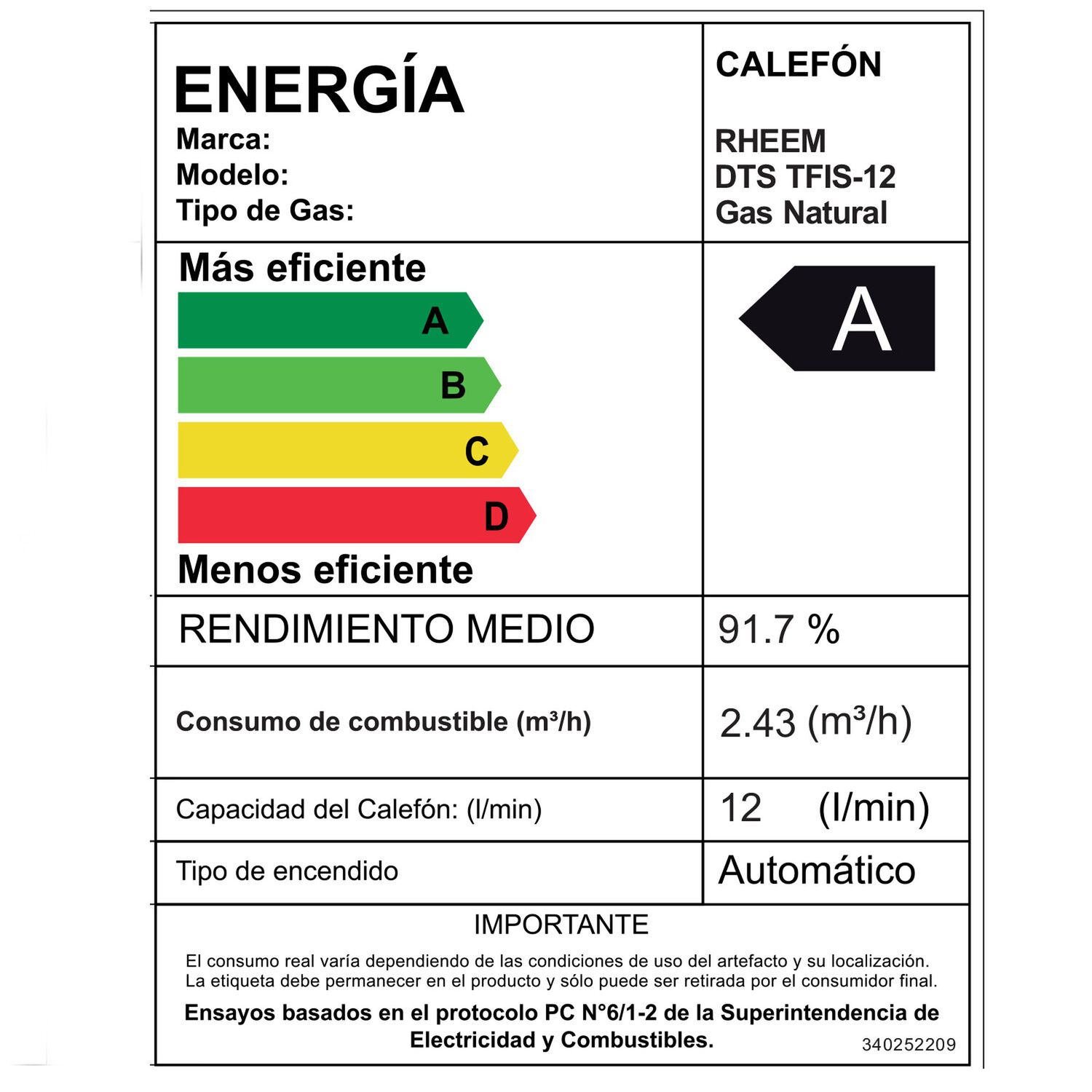 Calefont 12 Litros Gas Natural Tiro Forzado Rheem image number 6.0