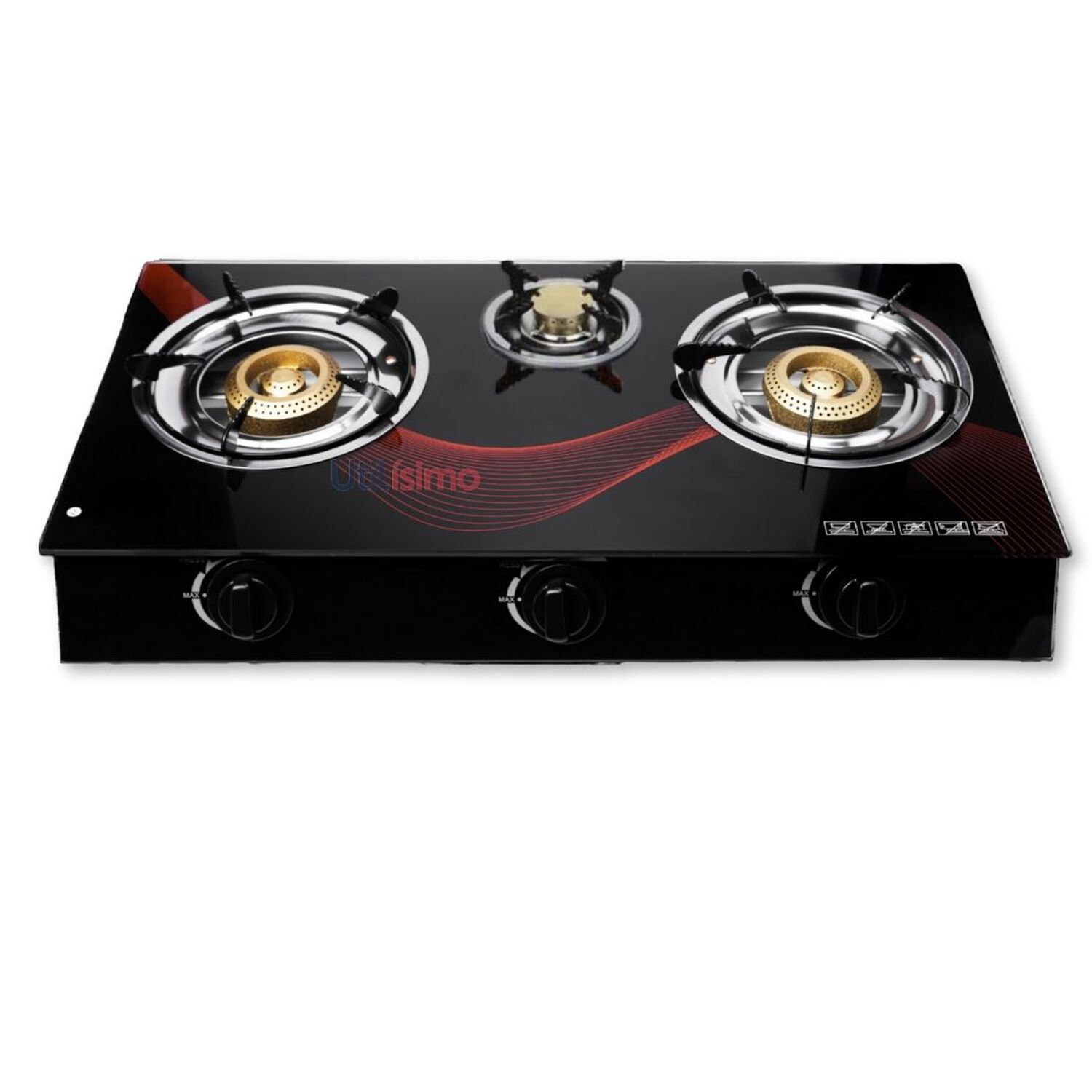 Cocina Encimera Gas Licuado Vidrio Templado 3 Platos Port&aacute;til image number 0.0