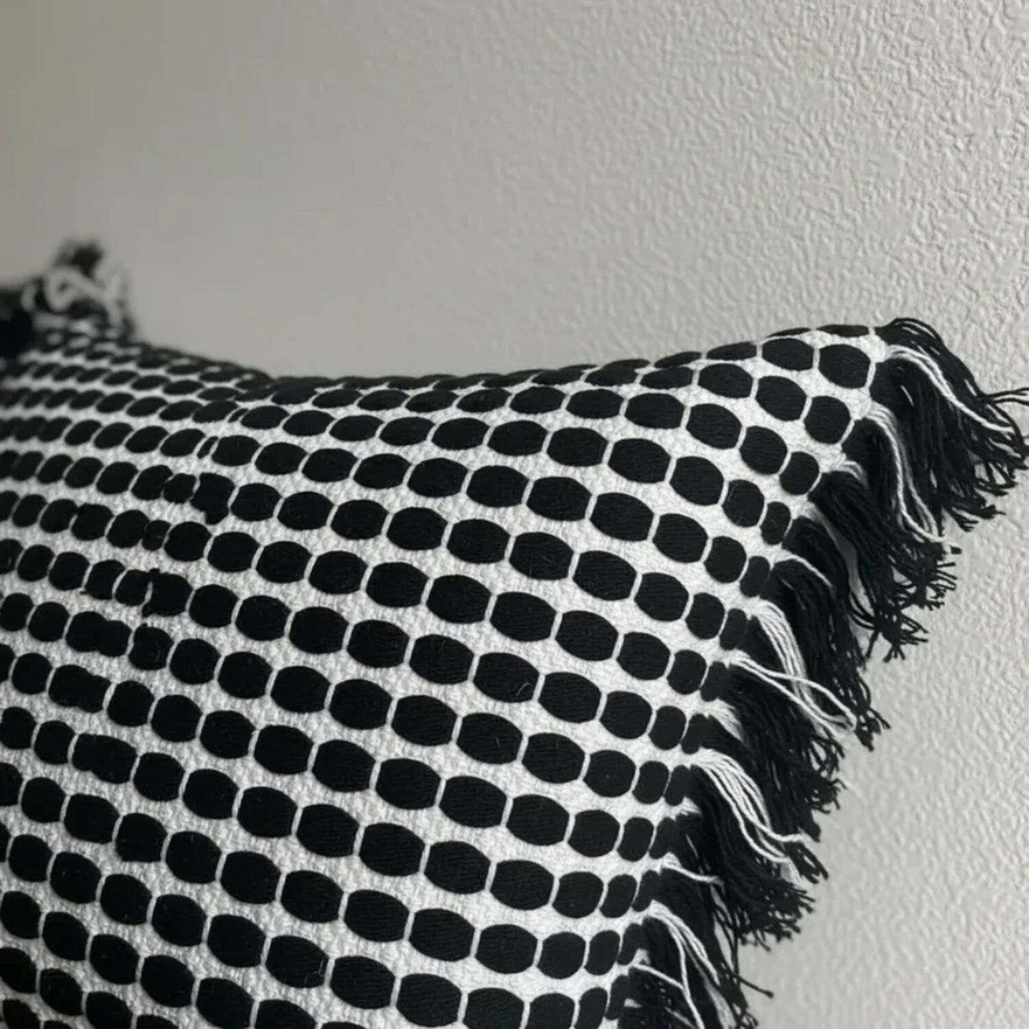 Set De 2 Cojines Decorativos Boho Blanco Y Negro Con Flecos image number 2.0