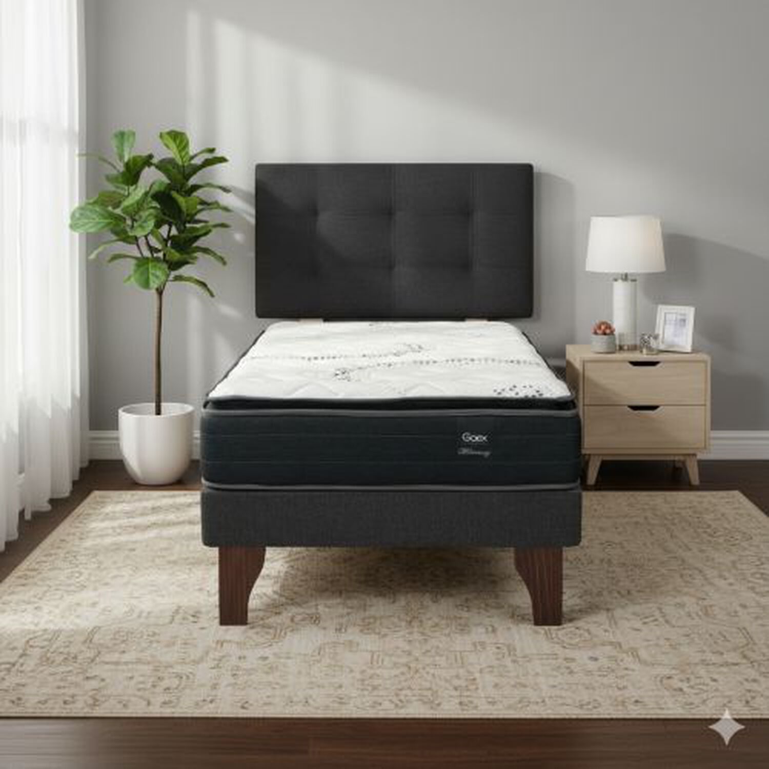Cama Europea 1.5 Plaza 200 Plus Respaldo Ginebra image number 0.0