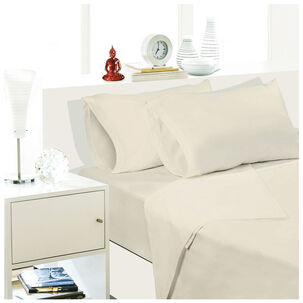 Sabana Unicolor Arthome 2 Plazas Color Beige 144 Hilos