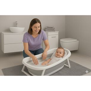 Ba&ntilde;era Plegable Splashy Gris + Soporte Ergon&oacute;mico