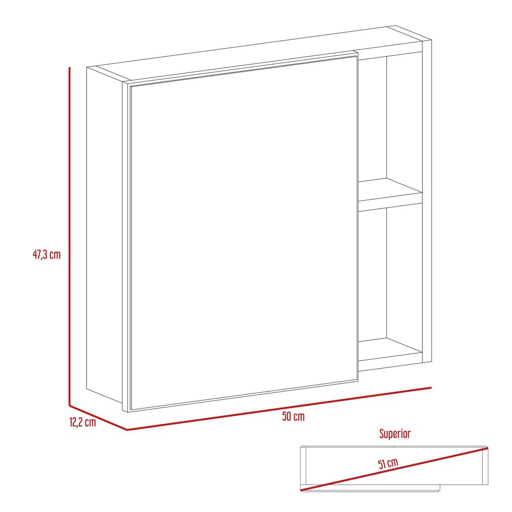 Botiquin De Ba&ntilde;o 1 Puerta 47.3x50x12.2 Cm Blanco image number 6.0