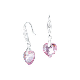 Aros Amor Plata Italiana 925 Y Cristal Genuino Rose Shimmer