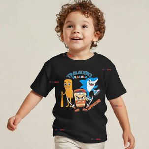 Polera Brainrots 100% Algodón Manga Corta Niño Tralalero Negro