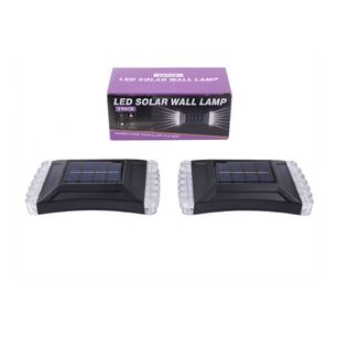 Pack 2 Apliques Solares Led De Pared Exterior Impermeable Jard&iacute;n Negro