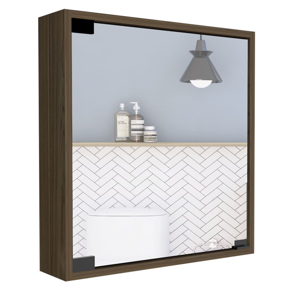 Mueble Botiquin De Baño Con Espejo 53x50x12.5 Cm Café Oscuro image number 1.0
