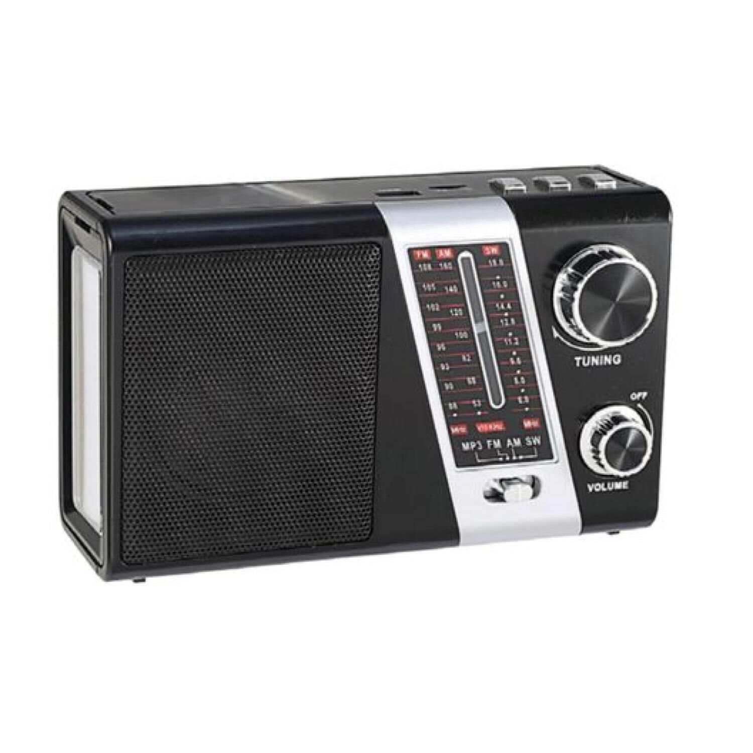 Radio Portatil Panel Solar Led Usb Am Sw Fm Negro image number 0.0