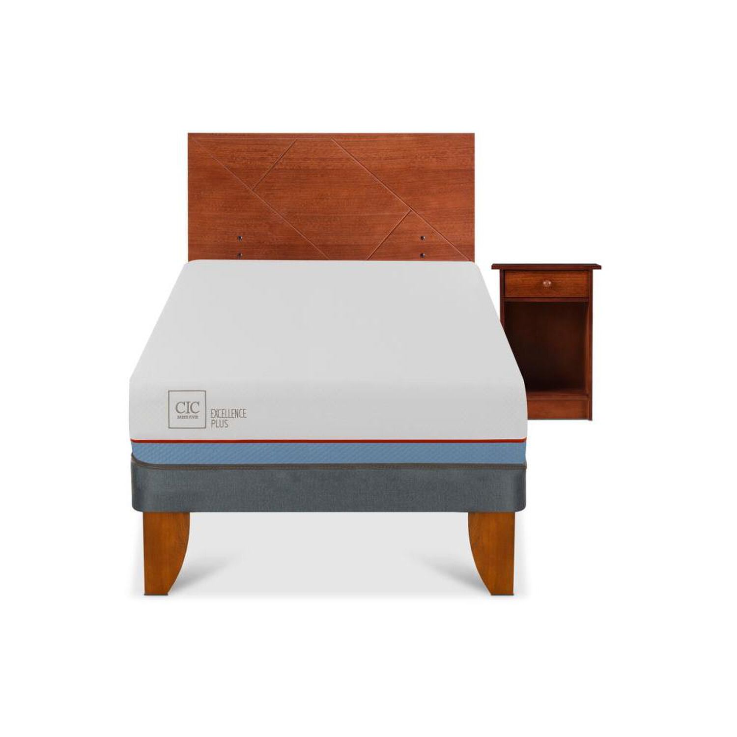 Cama Europea Cic Excellence Plus / 1.5 Plazas / Base Normal + Set De Maderas image number 0.0