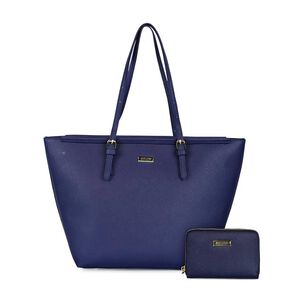 Cartera Tempo + Billetera Trifold Azul Oscuro Kenneth Cole