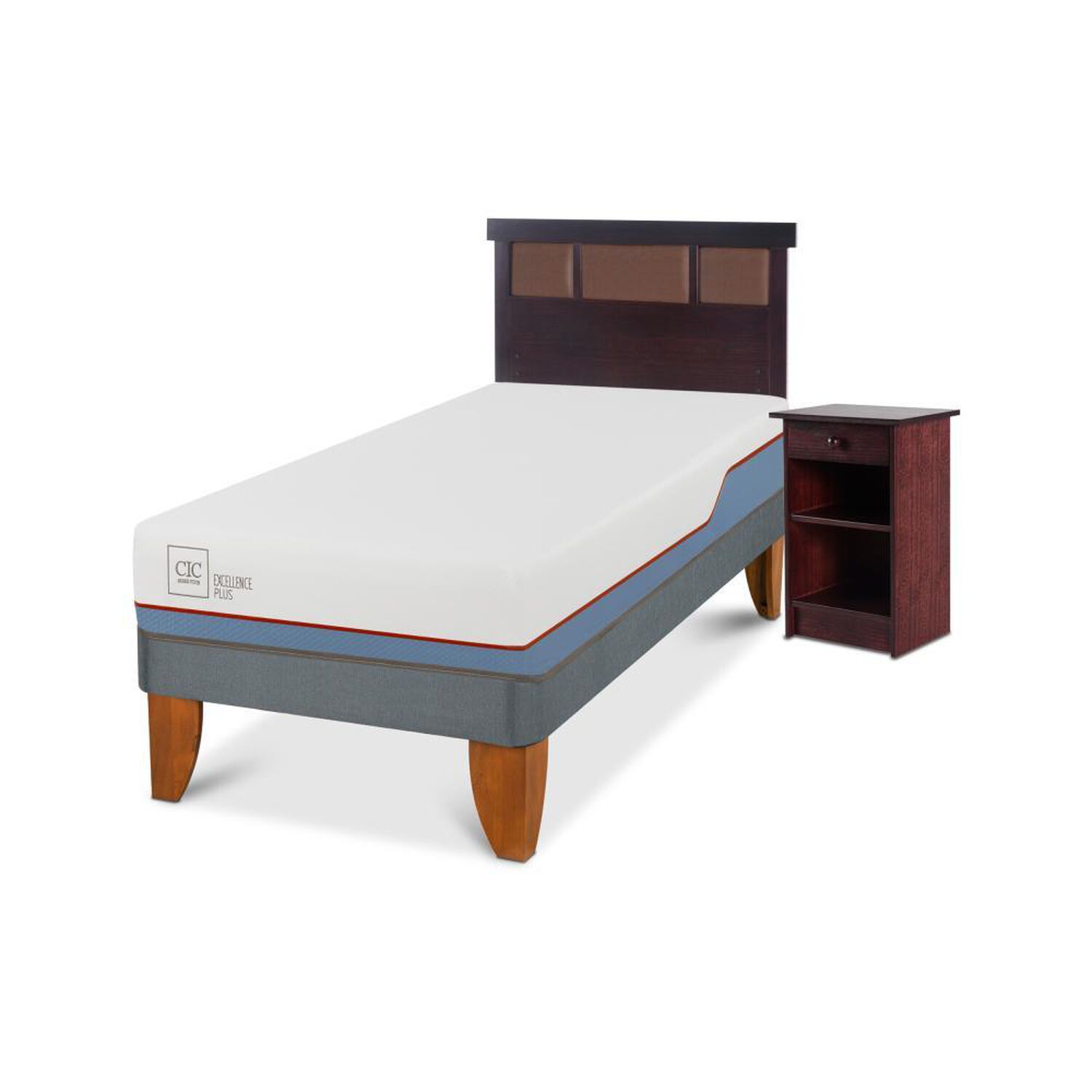 Cama Europea Cic Excellence Plus / 1 Plaza / Base Normal + Set De Maderas image number 1.0
