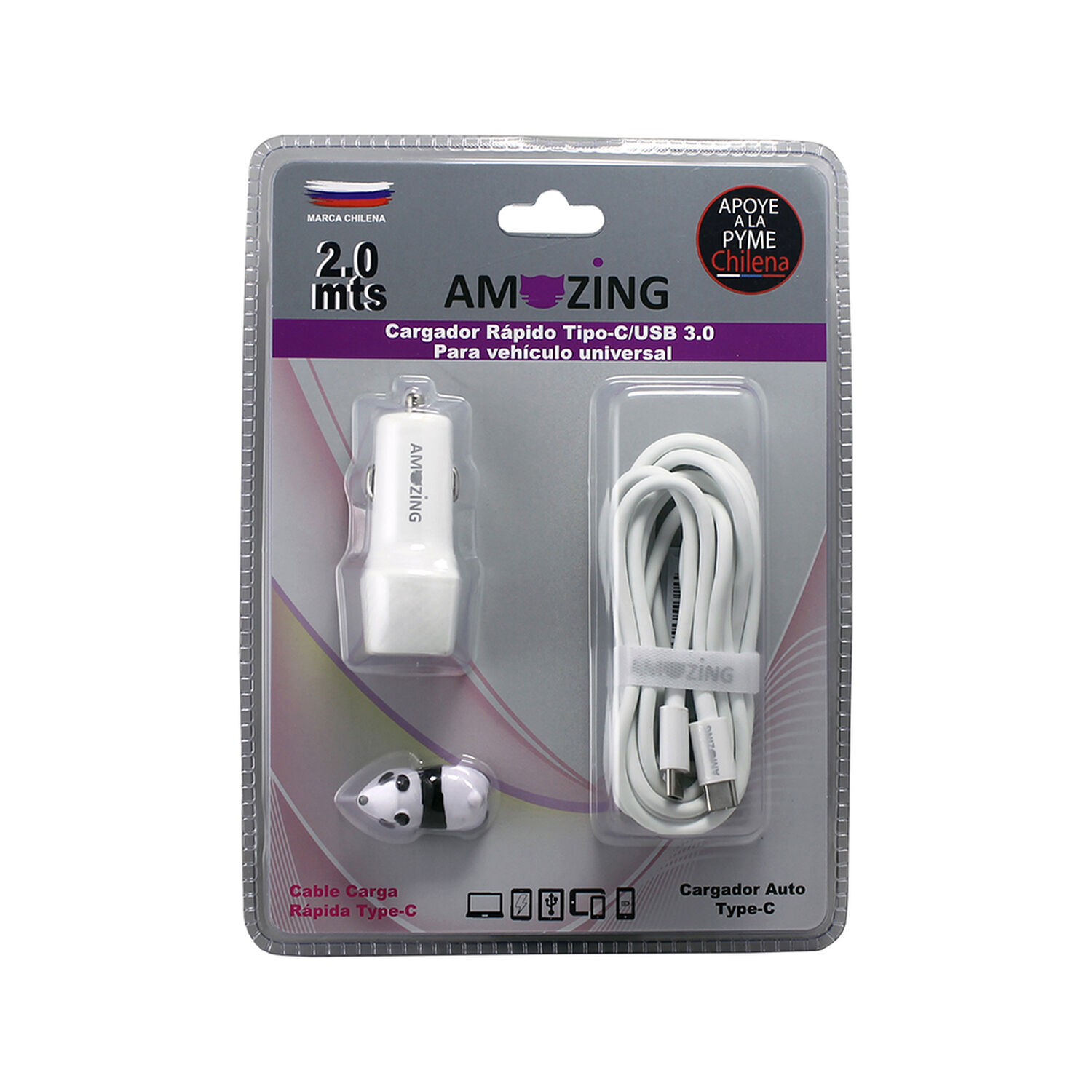 Cargador R&aacute;pido Para Veh&iacute;culo Tipo-c/usb 3.0 + Cable De Carga R&aacute;pida Tipo C A Tipo C image number 0.0