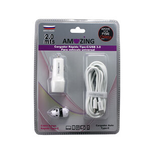 Cargador R&aacute;pido Para Veh&iacute;culo Tipo-c/usb 3.0 + Cable De Carga R&aacute;pida Tipo C A Tipo C