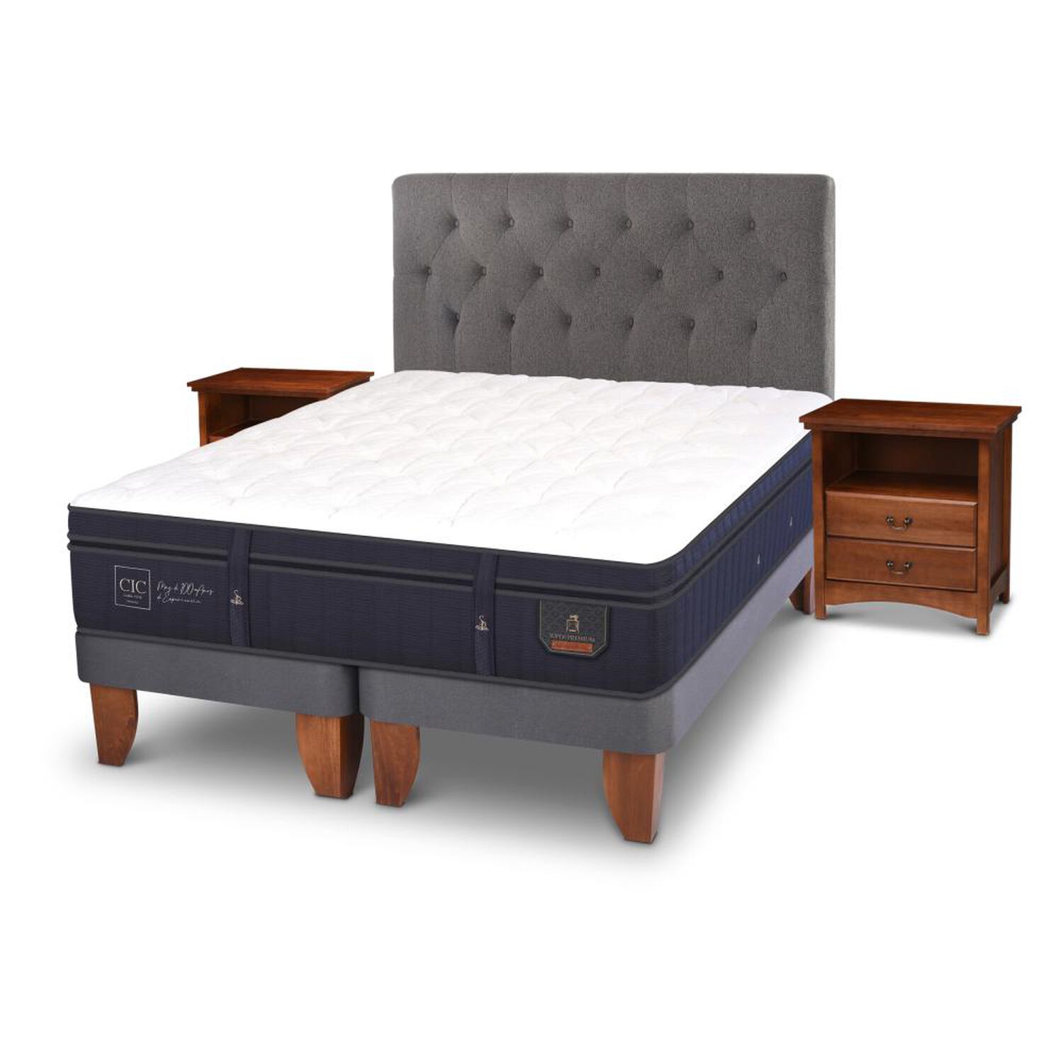 Cama Europea Cic Super Premium / 2 Plazas / Base Dividida + Set De Maderas image number 3.0