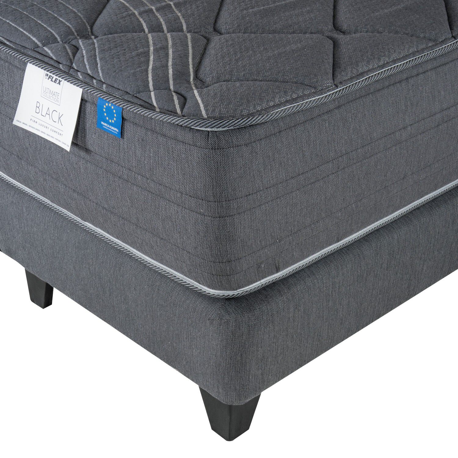 Cama Europea Flex Black / 1.5 Plazas / Base Normal + Respaldo image number 2.0