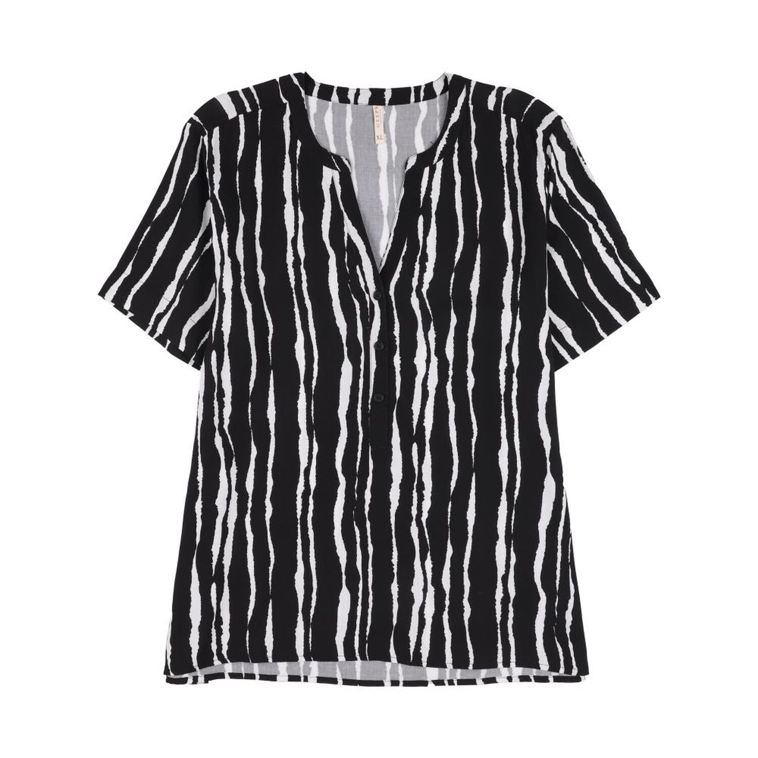 Blusa Full Print Aplicaci&oacute;n Bot&oacute;n Manga Corta Cuello V Mujer Geeps image number 0.0