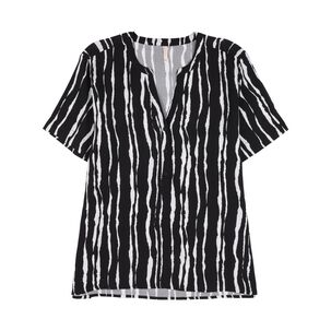 Blusa Full Print Aplicaci&oacute;n Bot&oacute;n Manga Corta Cuello V Mujer Geeps