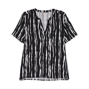 Blusa Full Print Aplicación Botón Manga Corta Cuello V Mujer Geeps