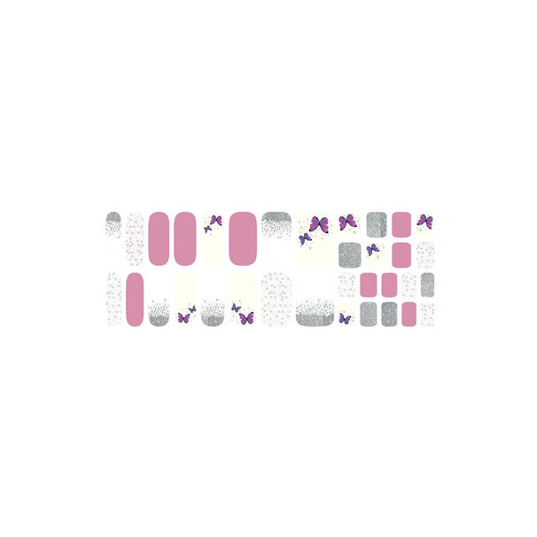 U&ntilde;as Sticker Efecto Gel Tiolla Butterfly Garden Pink