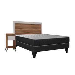 Cama Europea Celta Cádiz / 2 Plazas / Base Normal + Set De Maderas Milán