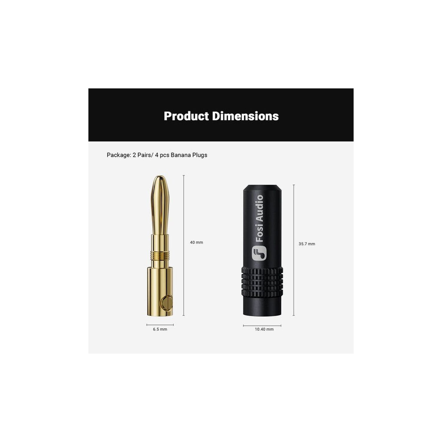 Conectores Bananas Hifi Fosi Audio - 2 Pares / 4 Pcs image number 4.0