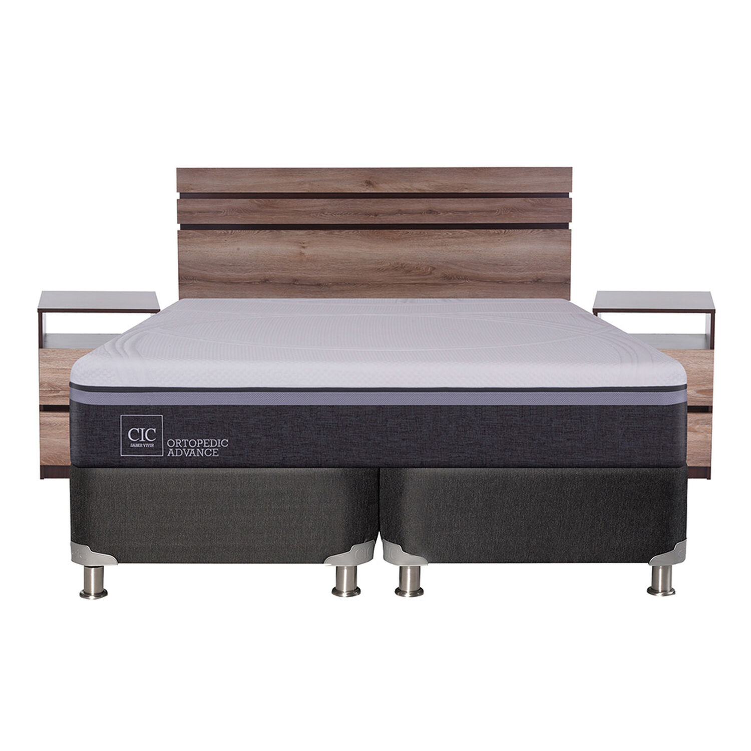 Box Spring Cic Ortopedic Advance / 2 Plazas / Base Dividida + Set De Maderas Ares image number 1.0