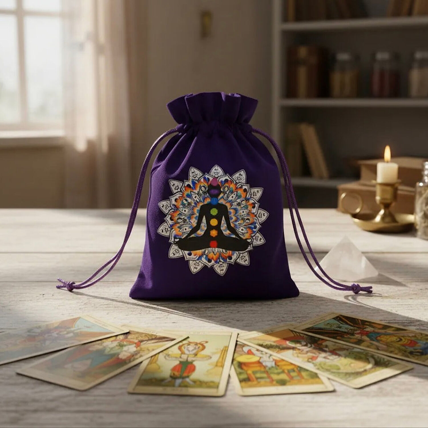 Bolsa De Tarot Y Piedras De Terciopelo 7 Chakras. image number 2.0