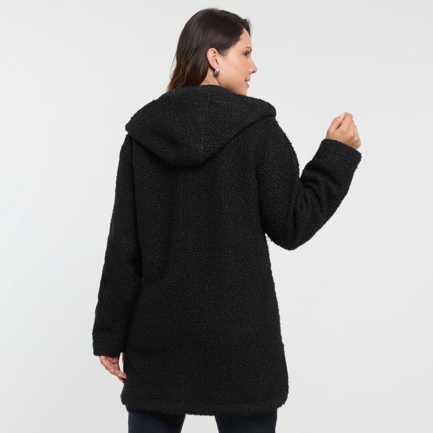Chaqueta Abotonada Regular Cuello Alto Con Capucha Mujer Sexy Large image number 1.0
