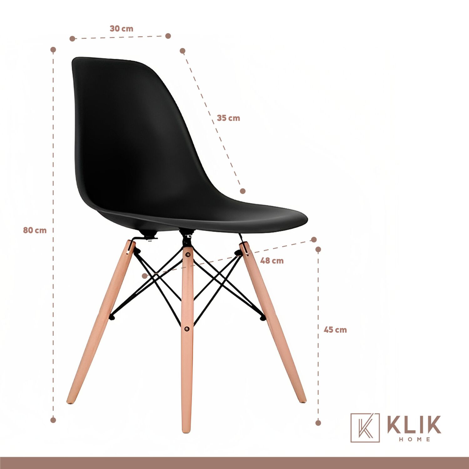 Comedor Mesa Eames Redonda Blanca 80cm + 4 Sillas Eames Negras image number 5.0