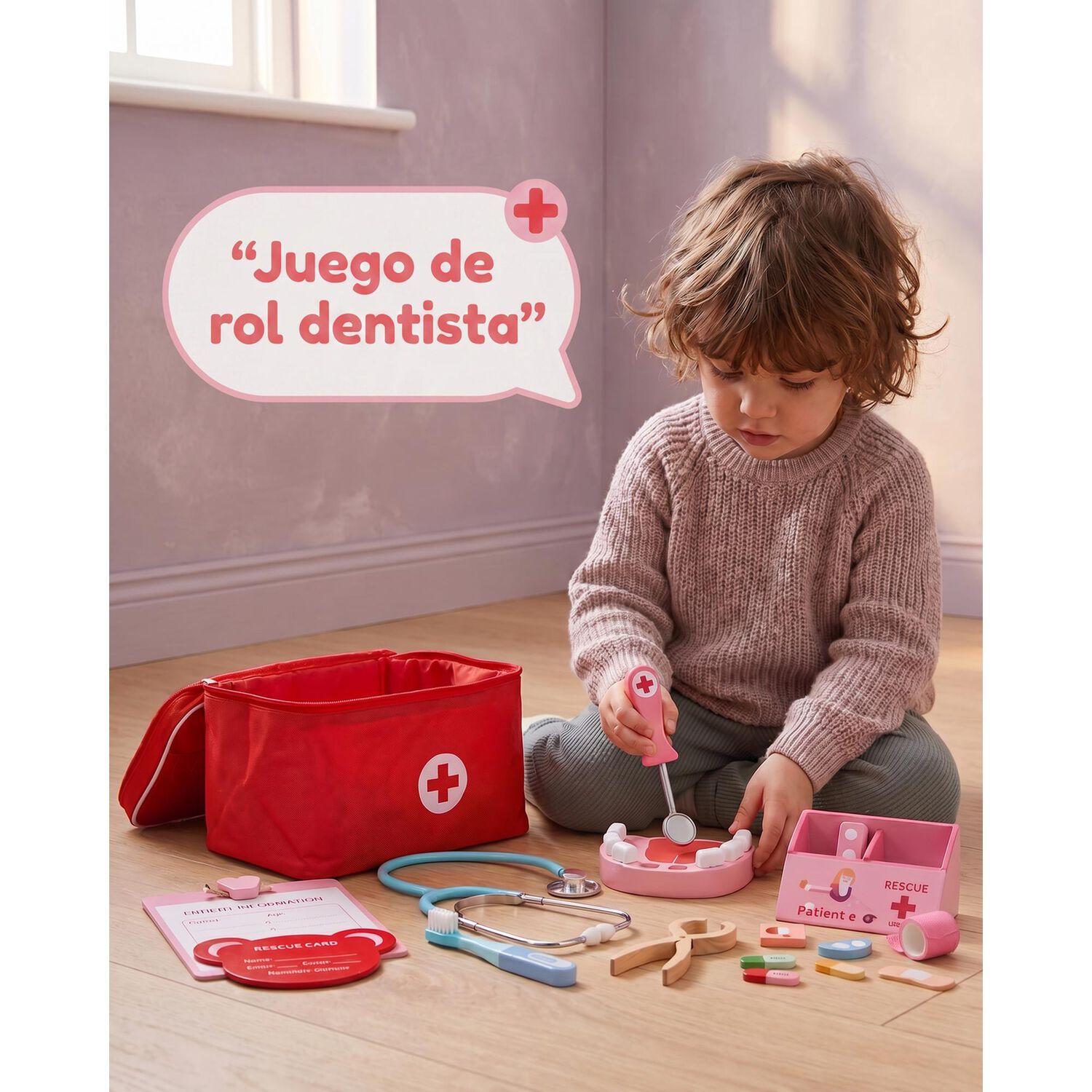 Set Juego De Roles Doctor- Dentista Juego Madera Ni&ntilde;os image number 11.0