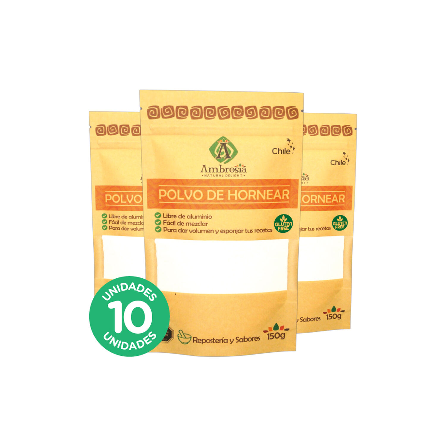 Pack 10, Polvo De Hornear Libre De Gluten Para Preparaciones Keto 150gr image number 0.0